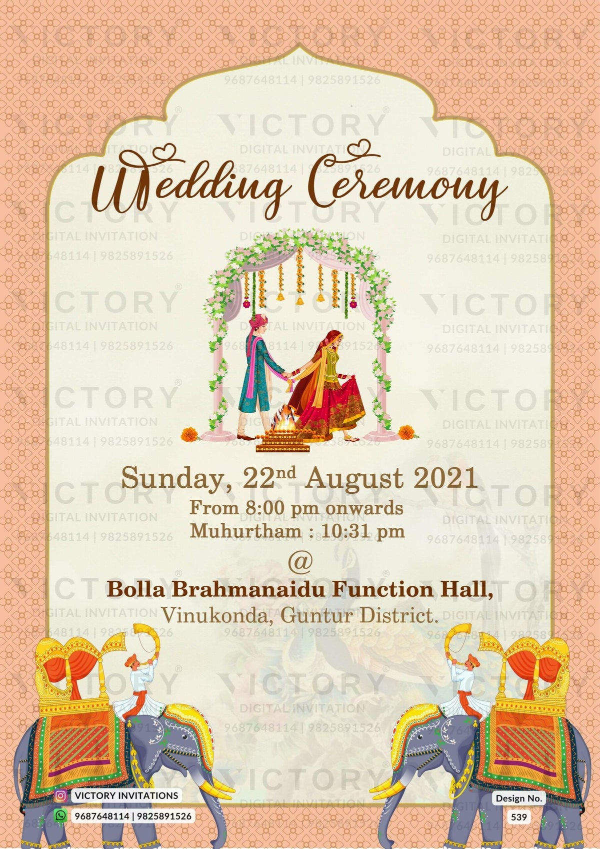 "Regal Indian-Hindu Wedding Invitation with Delightful Doodles and Intricate Patterns
