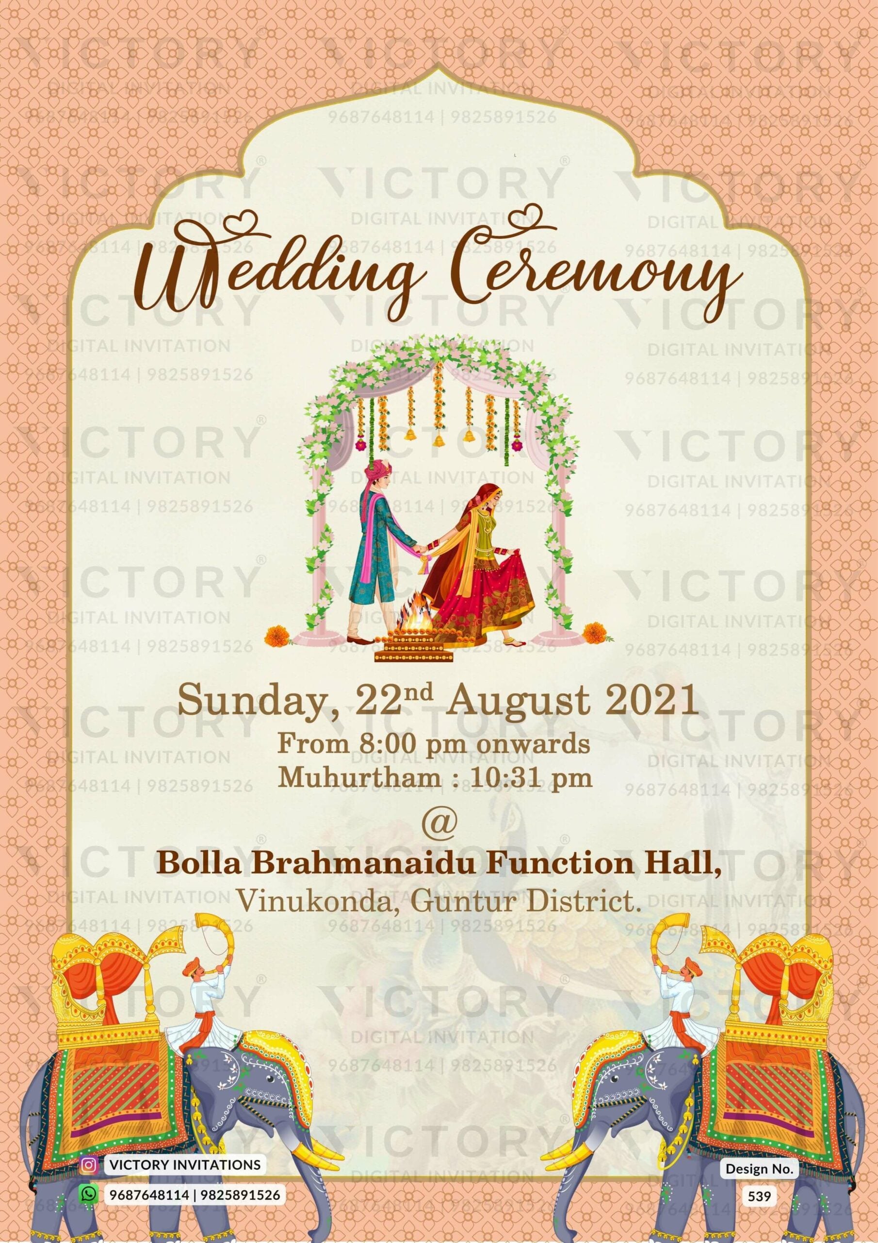 "Regal Indian-Hindu Wedding Invitation with Delightful Doodles and Intricate Patterns