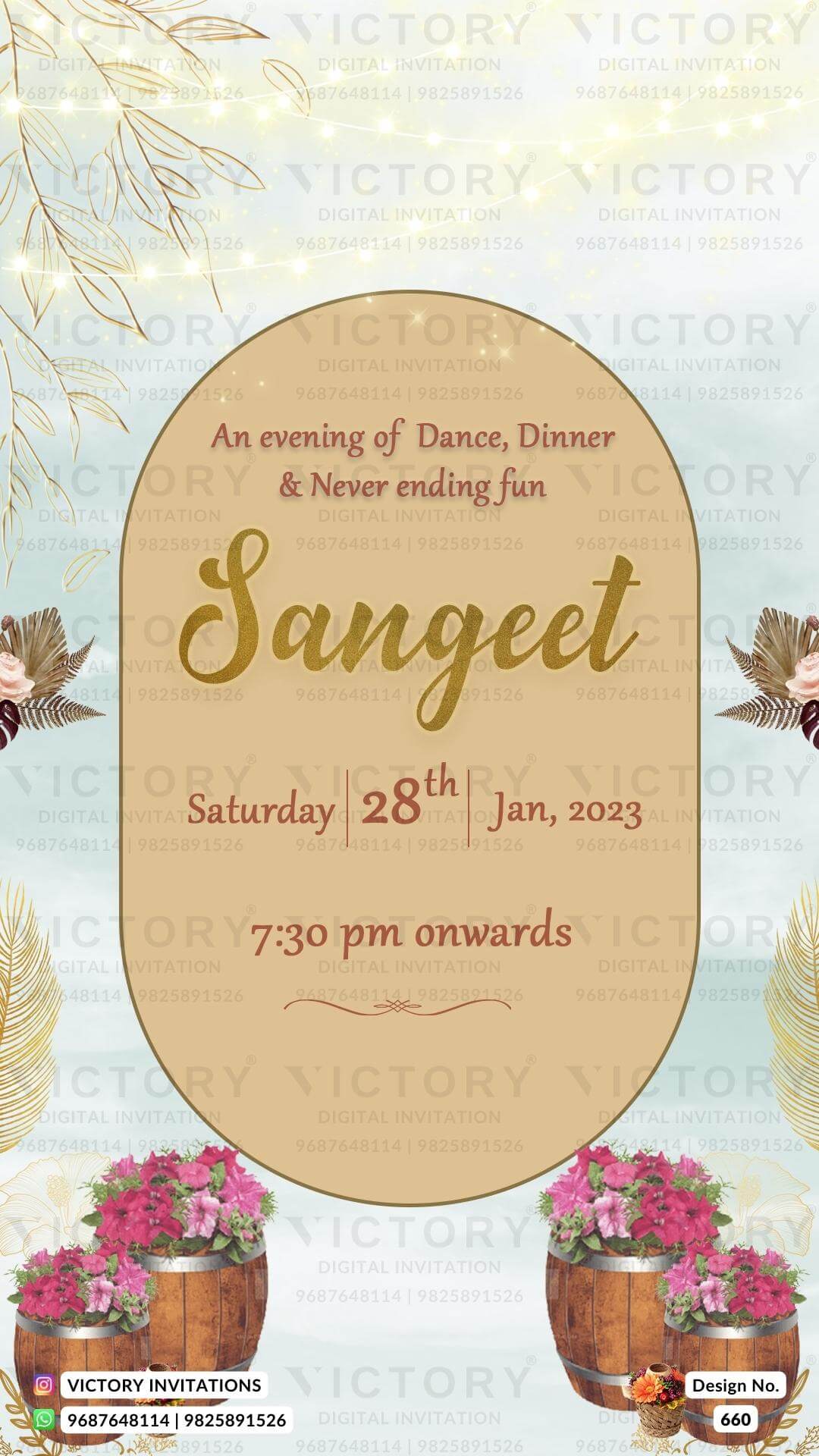 Vibrant Water-Colored Electric Blue and Gold Traditional Floral Theme Online Wedding Invitations with Lake Resort Original Portrait