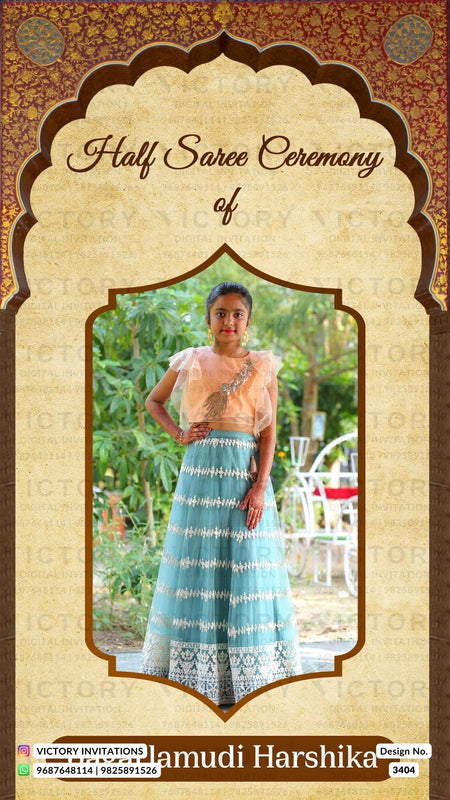 Dhoti ceremony invitation card in english language with peacock, baby photo as arch theme design 3404