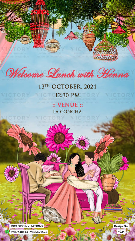 Wedding ceremony invitation card of hindu gujarati marathi family in english language with beach theme design 4024