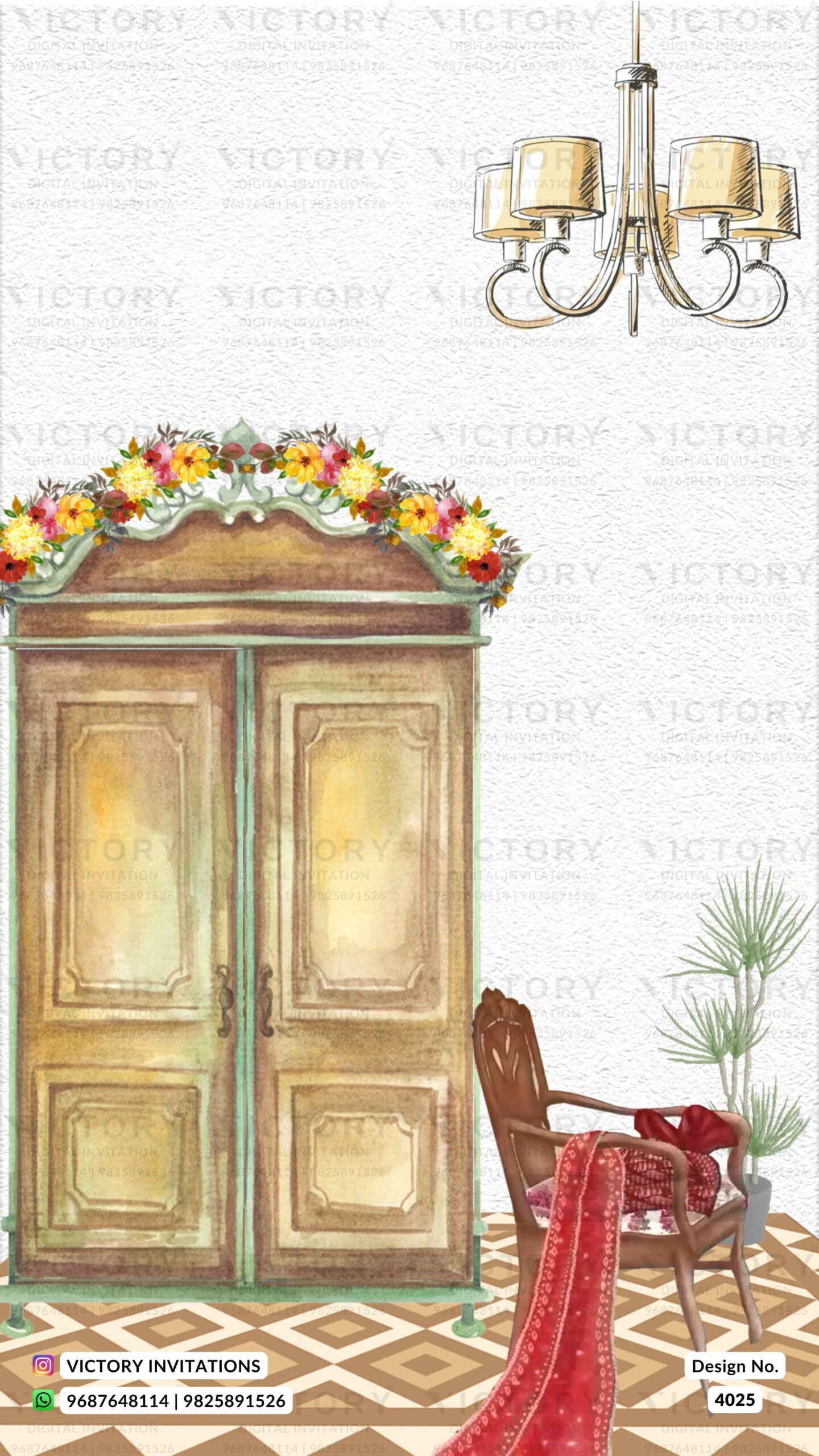 Wardrobe planner invitation card in english language with different function attire as western theme design 4025