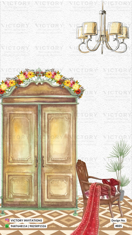 Wardrobe planner invitation card in english language with different function attire as western theme design 4025