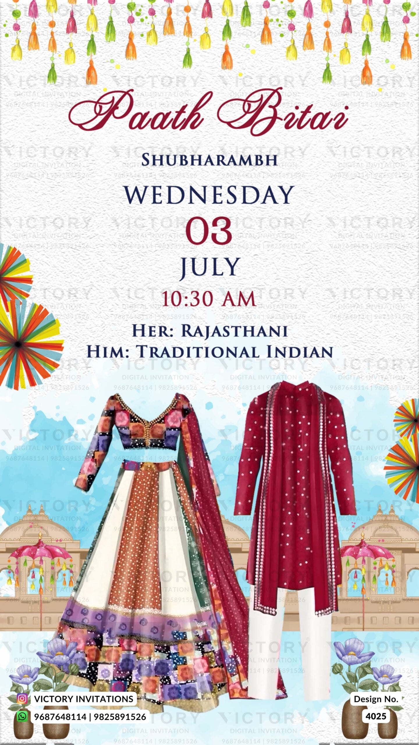 Wardrobe planner invitation card in english language with different function attire as western theme design 4025