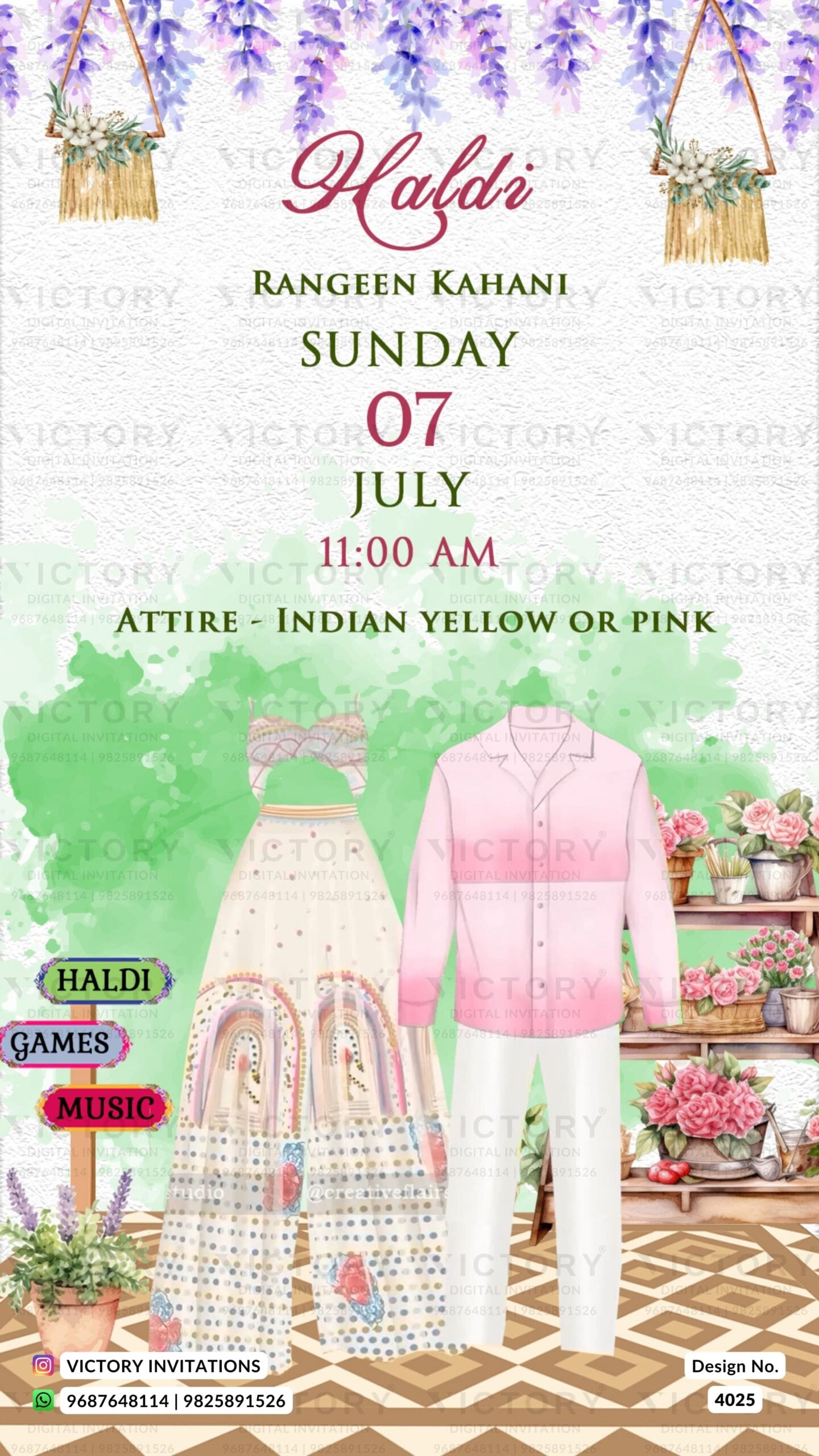 Wardrobe planner invitation card in english language with different function attire as western theme design 4025