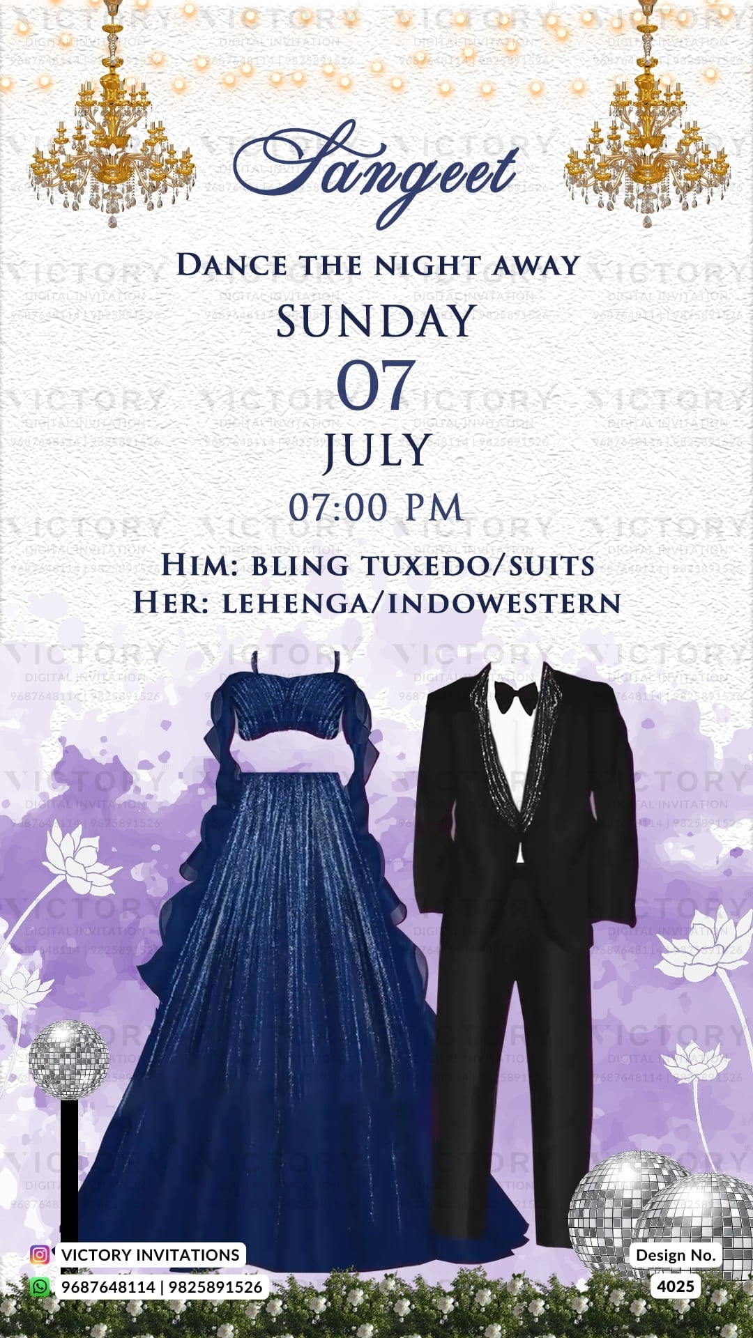 Wardrobe planner invitation card in english language with different function attire as western theme design 4025