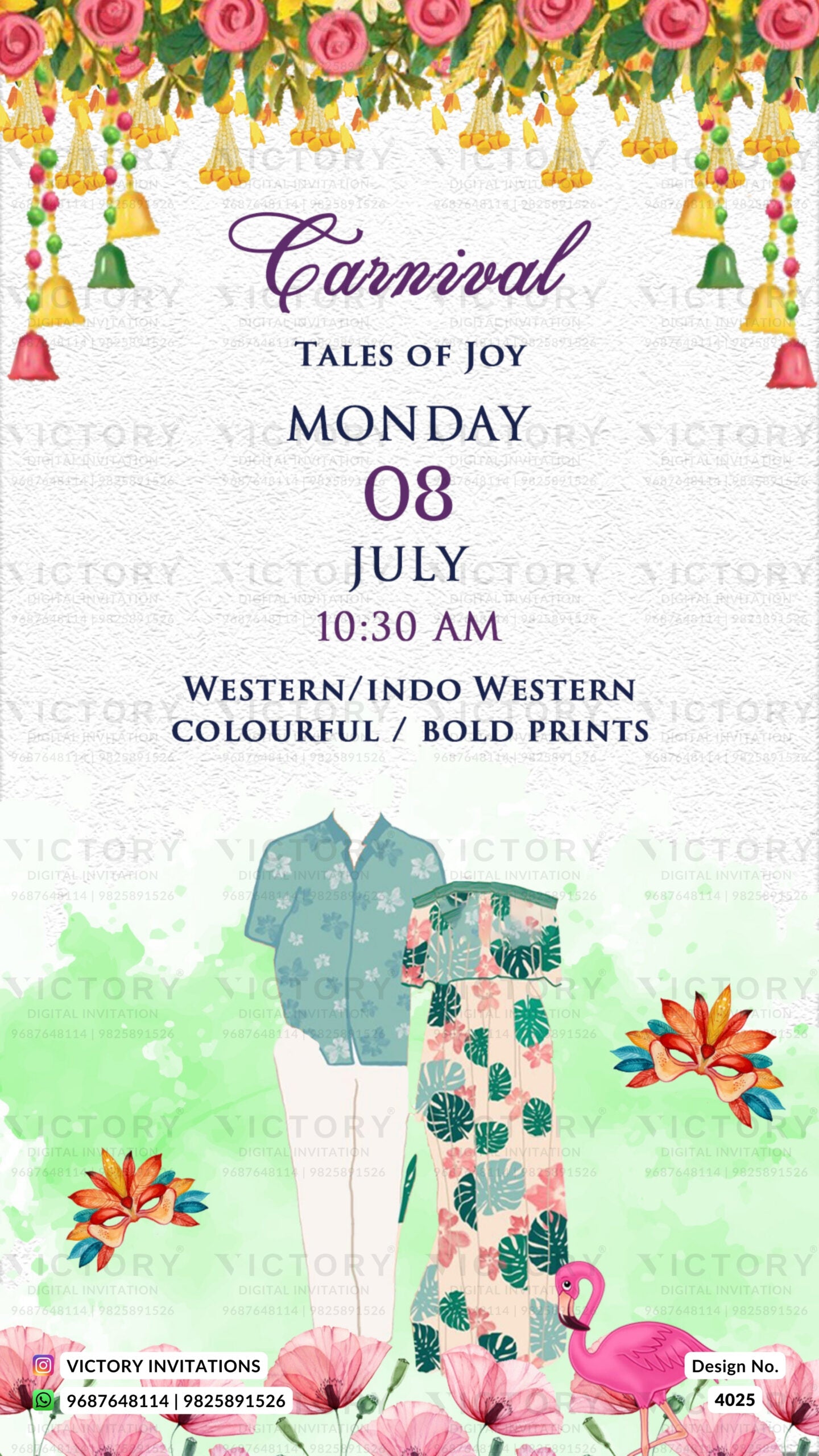 Wardrobe planner invitation card in english language with different function attire as western theme design 4025