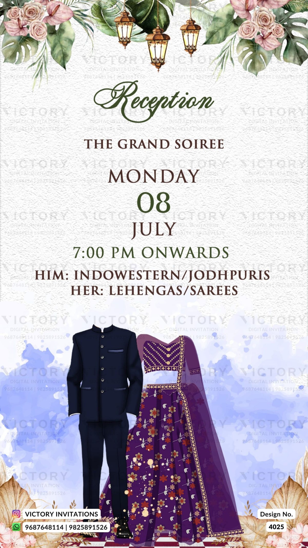 Wardrobe planner invitation card in english language with different function attire as western theme design 4025