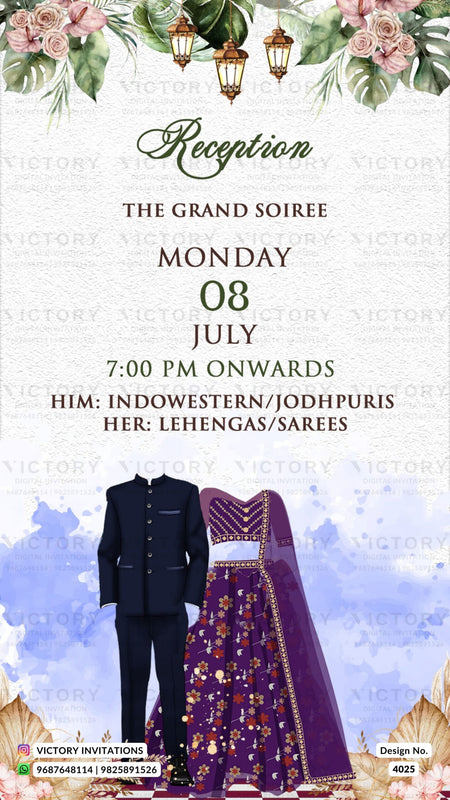 Wardrobe planner invitation card in english language with different function attire as western theme design 4025