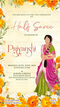 Half Saree ceremony invitation card in english language with floral theme design 4038