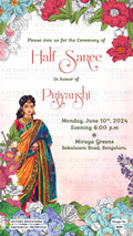 Half Saree ceremony invitation card in english language with floral theme design 4039