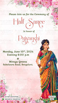 Half Saree ceremony invitation card in english language with minimalistic theme design 4041
