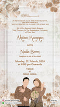 Muslim Engagement invitation card of Islamic family in English language with couple doodle, flowers as floral theme design 4048