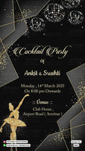 Cocktail Party invitation card in english language with  glittery theme design 4052