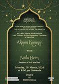 Muslim Engagement invitation card of Islamic family in English language with star as arch frame theme design 4054