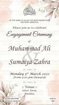 Muslim Engagement invitation card of Islamic family in English language with leaves as floral theme design 4058