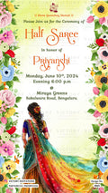 Half Saree ceremony invitation card in english language with floral theme design 4065