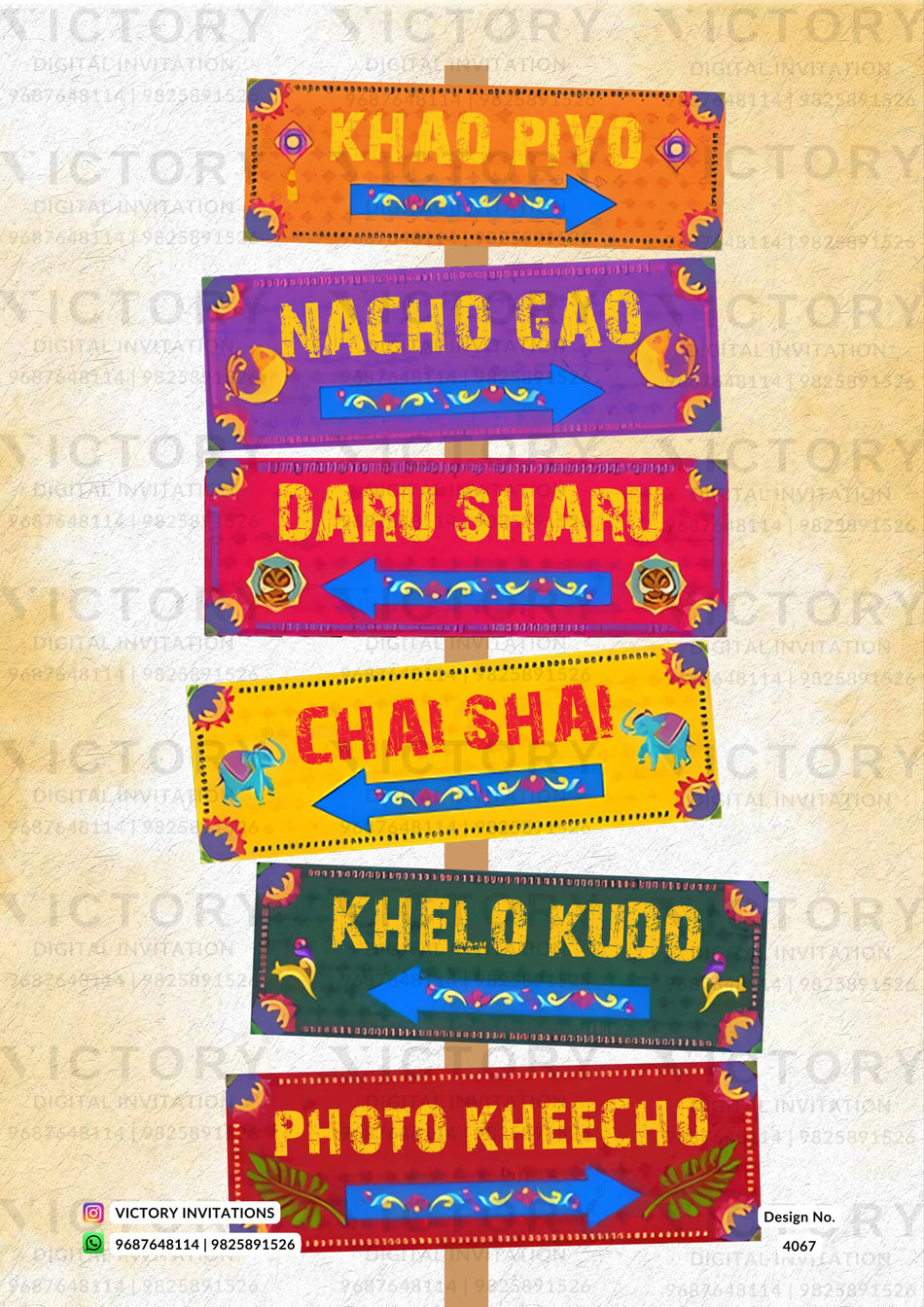 Directional sign design for wedding ceremony in english language with wooden board as minimalistic theme design 4067