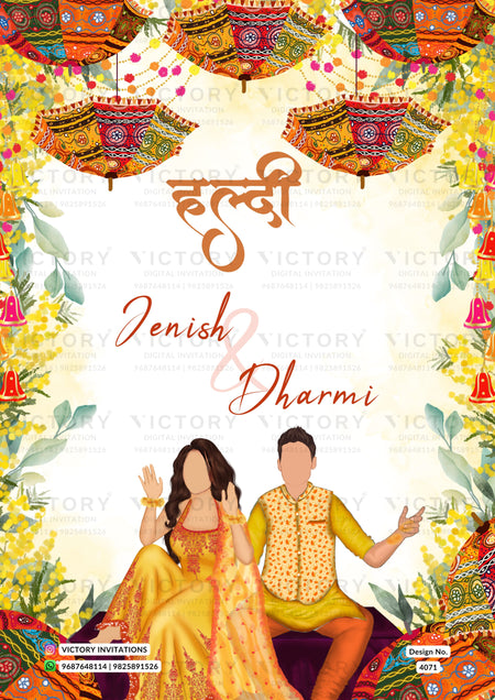 Haldi Welcome Standee design in english language with traditional theme design 4071