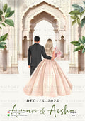 Save the Date card in english language with royal theme design 4074
