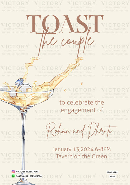 Engagement ceremony invitation card in english language with minimalistic theme design 4092