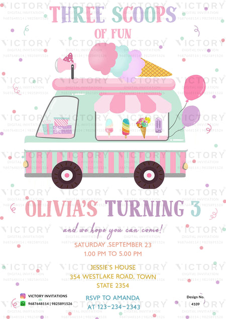 Birthday party invitation card in english language with candy theme design 4109