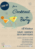 Cocktail Party invitation card in english language with cocktail glass as minimalistic theme design 4131