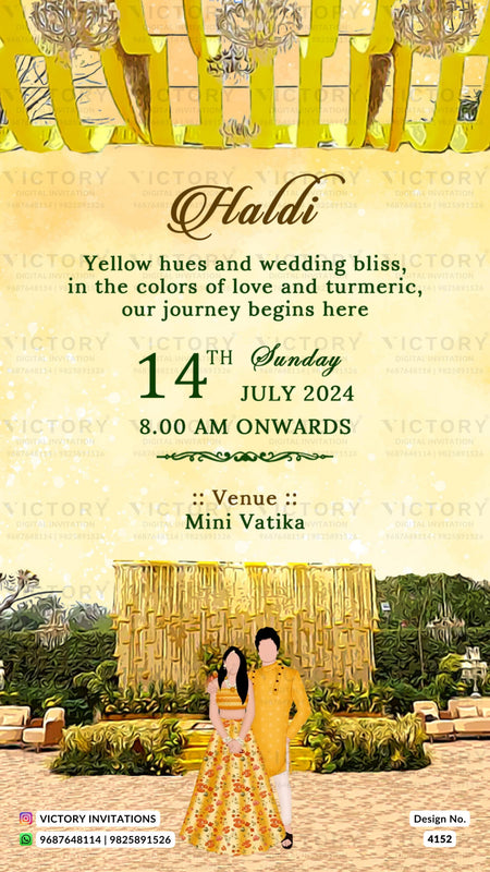 Wedding ceremony invitation card of hindu south indian tamil family in english language with traditional theme design 4152
