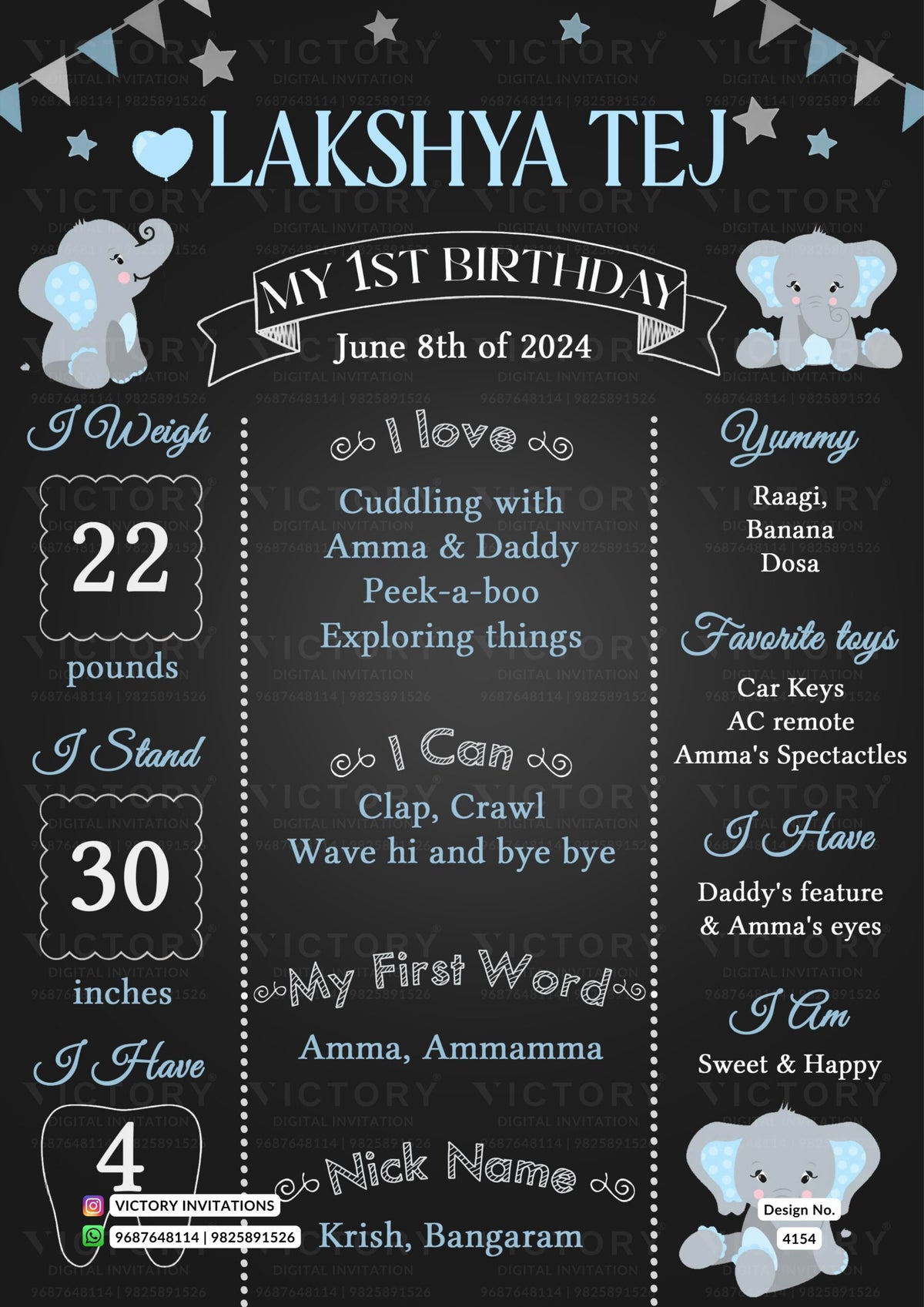 Birthday party invitation card in english language with minimalistic theme design 4154