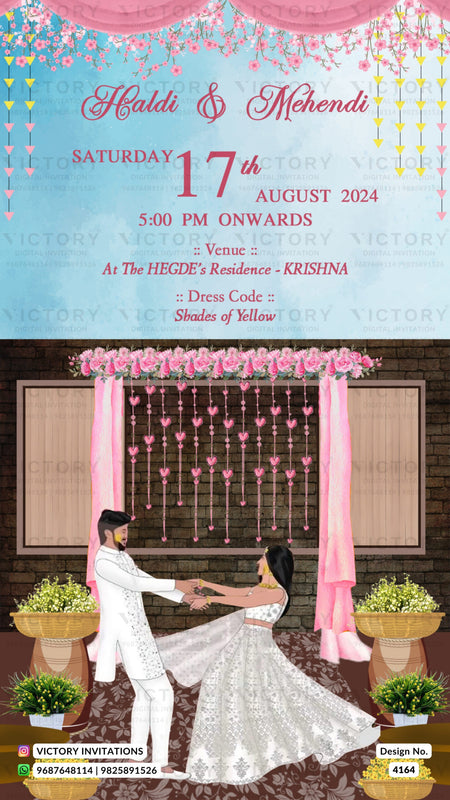 Wedding ceremony invitation card of hindu modern family in english language with Bollywood theme design 4164