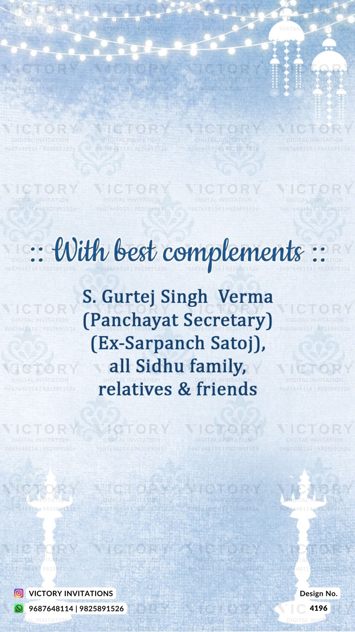 Wedding ceremony invitation card of hindu punjabi sikh family in english language with minimalistic theme design 4196
