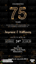 75th Wedding Anniversary invitation card in English language with sparkle as minimalistic theme design 4204