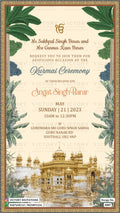 Kurmai ceremony invitation card in english language with leaves, flower as temple theme design 4207