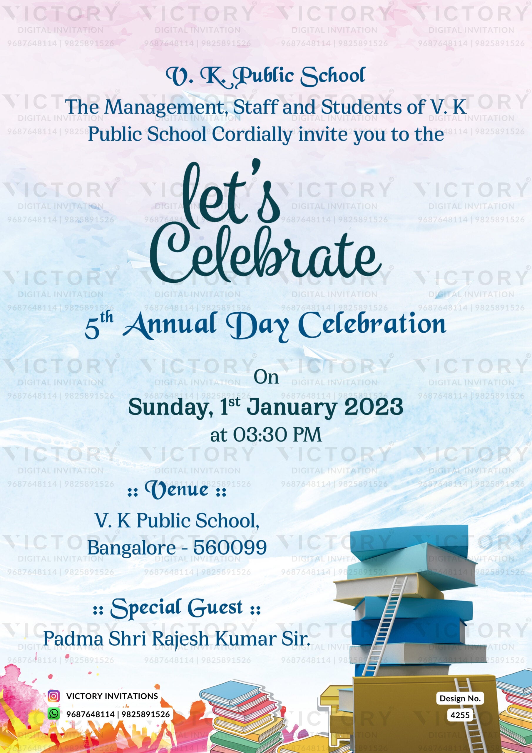 Annual Function invitation card in english language with book as minim ...
