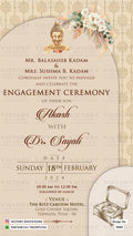 Buddhist Engagement ceremony invitation card of buddha family in english language with flowers, ring box as minimalistic theme design 4264