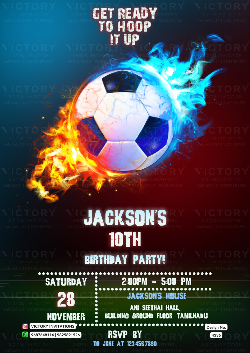 Birthday party invitation card for boy in english language with ball as Basketball theme design 4336