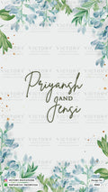 Engagement ceremony invitation card in gujarati language with flowers, leaves as floral theme design 4342