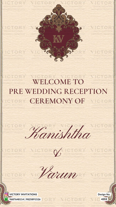 Reception Welcome Standee design in english language with name logo as vintage theme design 4353