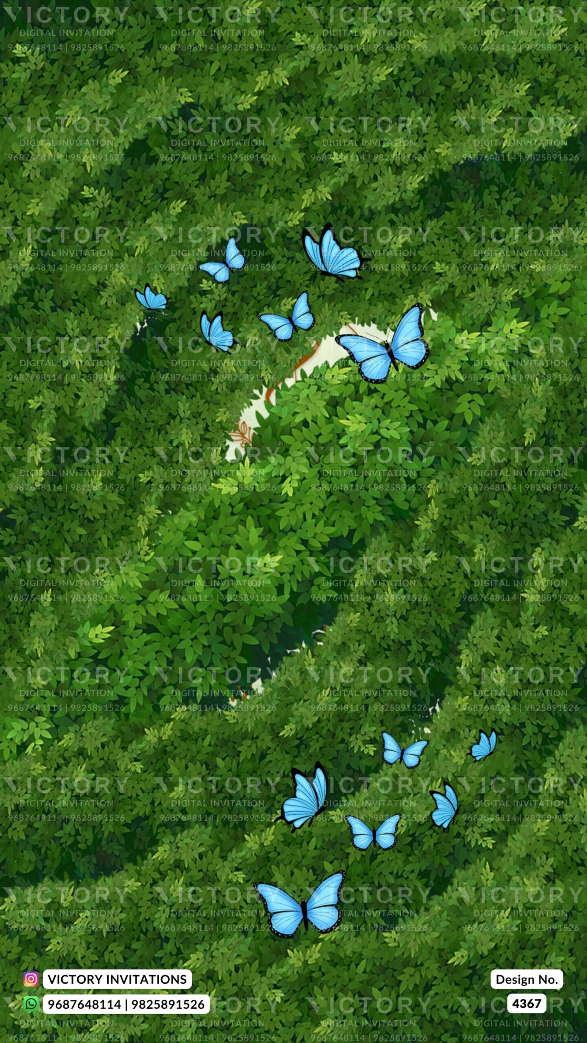 Save the Date card in english language with flowers, birds, leaves as forest theme design 4367