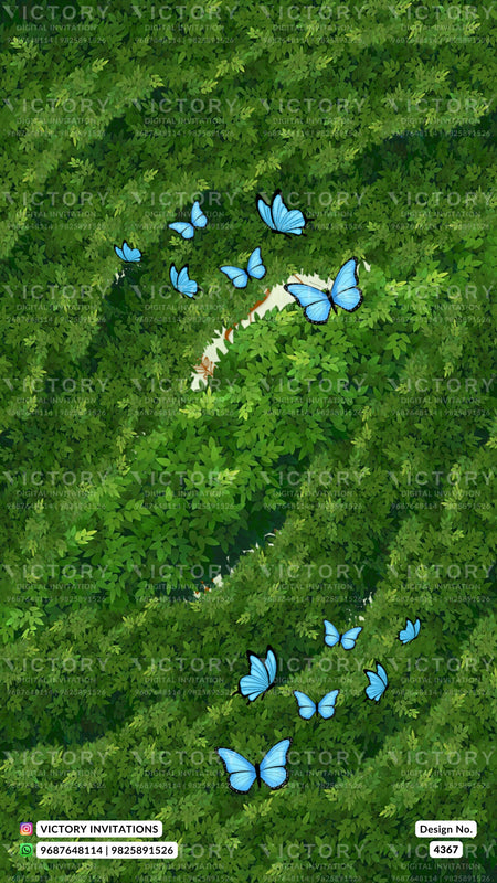 Save the Date card in english language with flowers, birds, leaves as forest theme design 4367