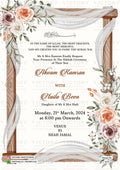 Nikah ceremony invitation card of Muslim family in english language with Wodeen frame theme design 4379