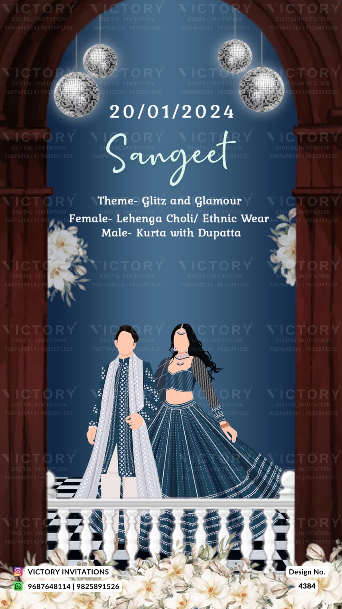 Wardrobe planner invitation card in english language with mahal, duck, birds as royal theme design 4384