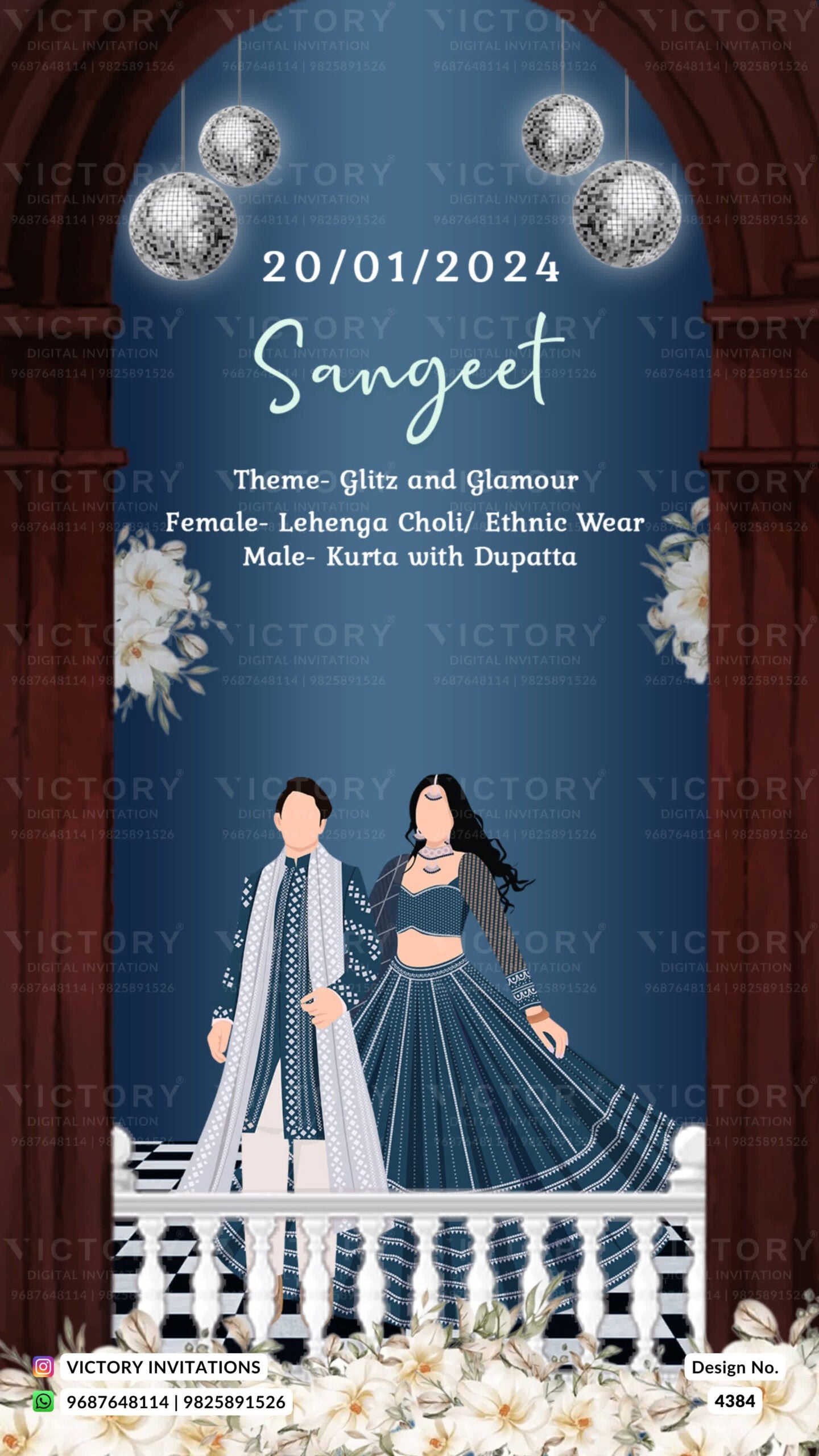 Wardrobe planner invitation card in english language with mahal, duck, birds as royal theme design 4384