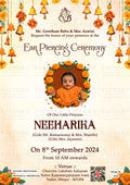 Ear Piercing ceremony invitation card in english language with bells, leaves as floral theme design 4430
