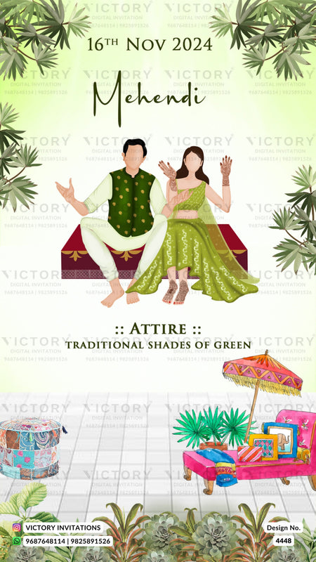 Wardrobe planner invitation card in english language with couple doodle, frame as royal theme design 4448