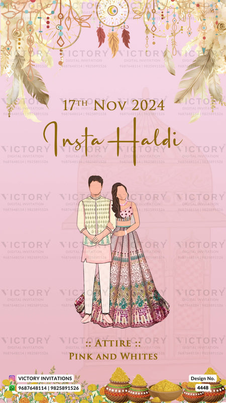 Wardrobe planner invitation card in english language with couple doodle, frame as royal theme design 4448