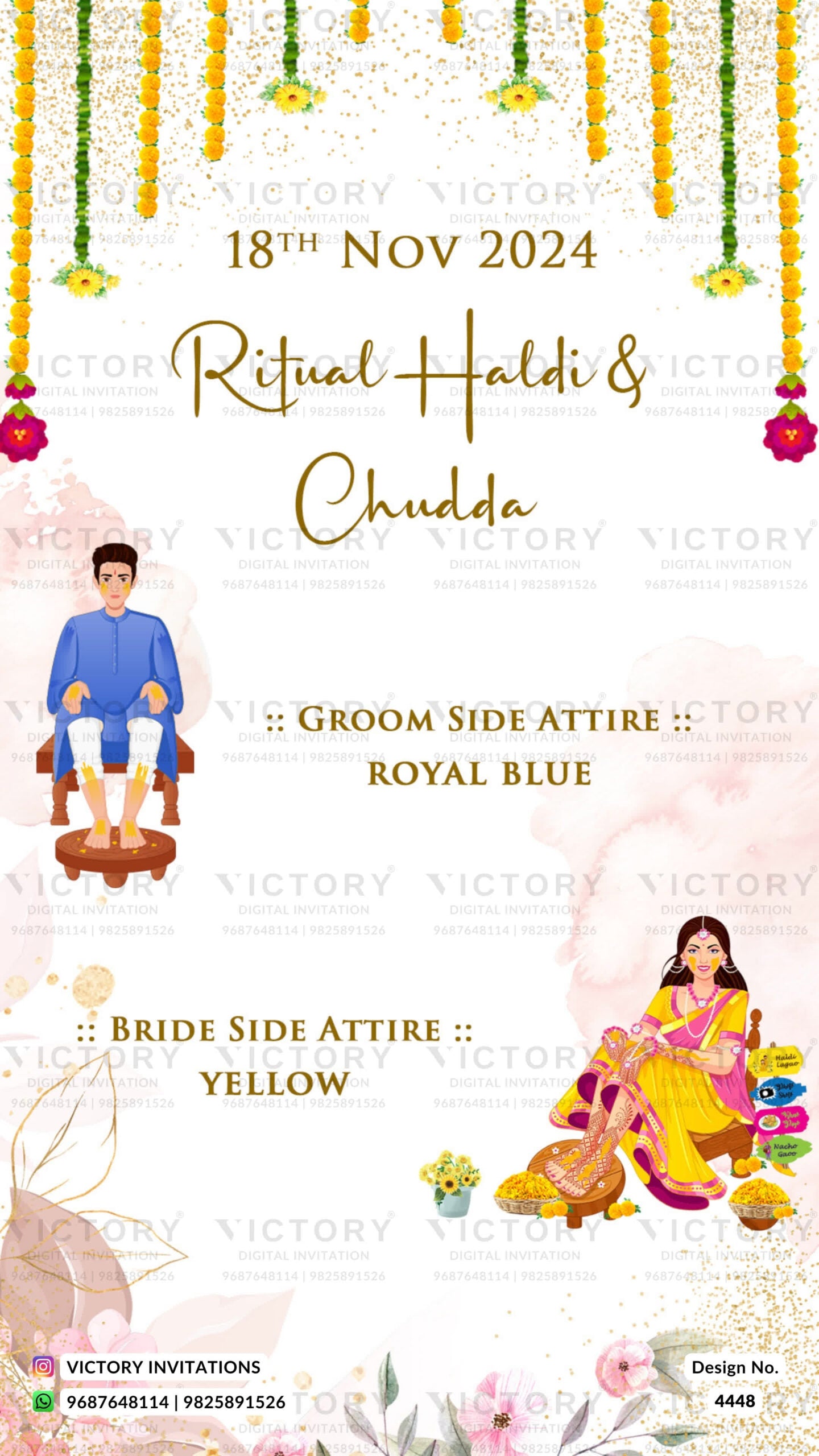Wardrobe planner invitation card in english language with couple doodle, frame as royal theme design 4448