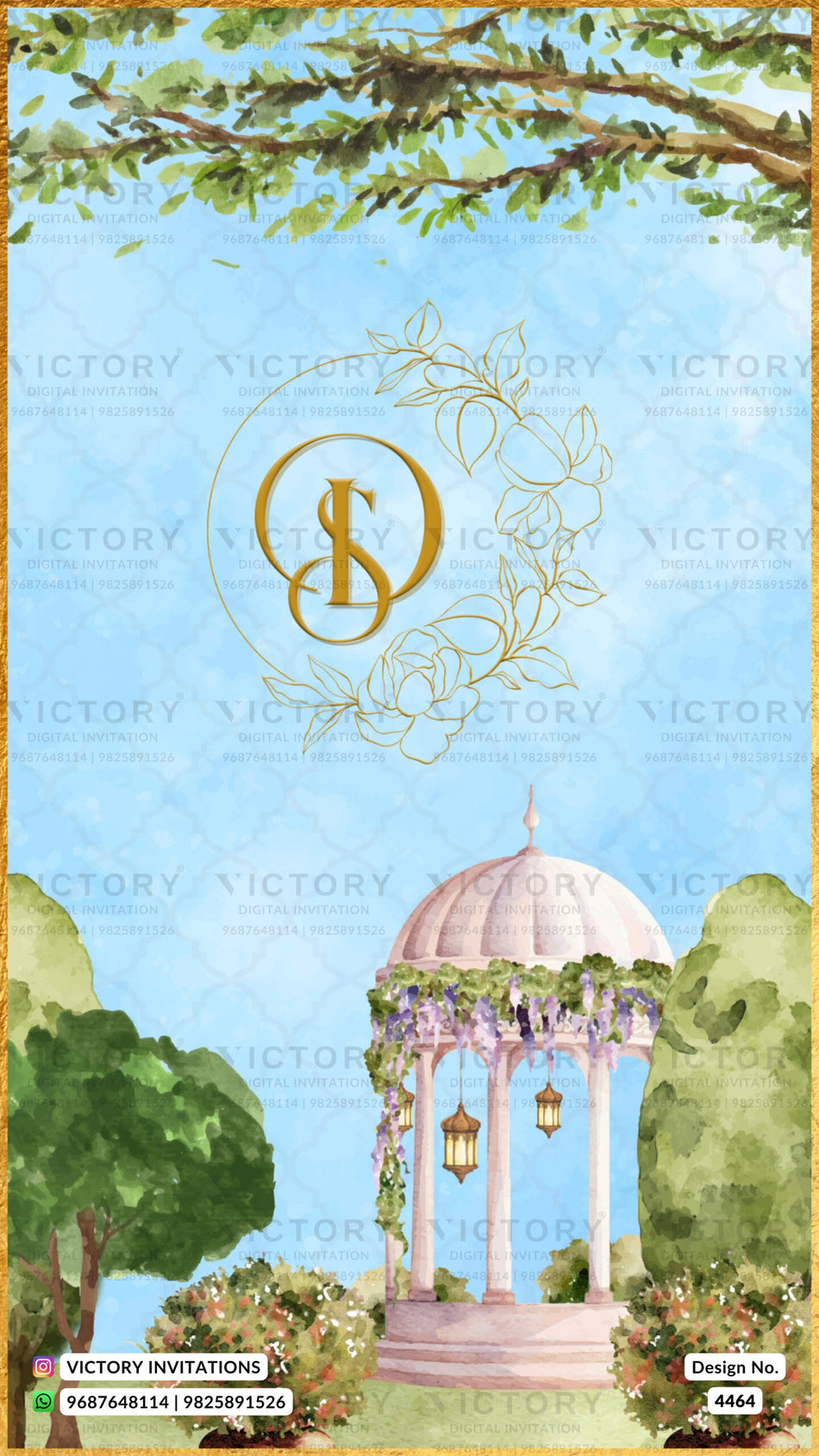 Wedding ceremony invitation card of hindu gujarati patel family in english language with traditional theme design 4464