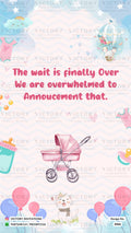 Baby Announcement invitation card in english language with balloon, cat as playful theme design 4466