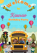 Birthday Standee design for birthday in english language with truck, balloon as cartoonish theme design 4557